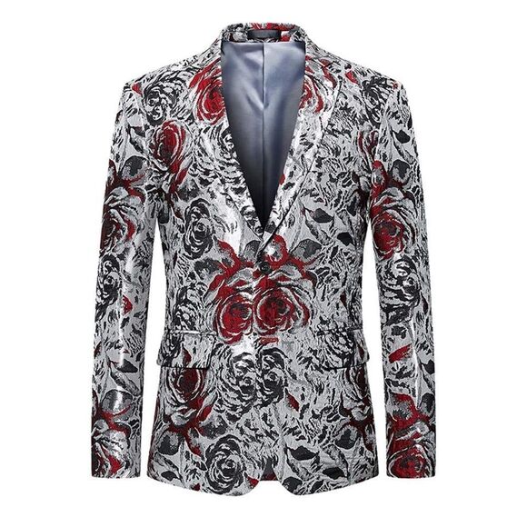 Men’s Single Breasted Floral Suit Blazer Jacket Size 34 NWT - Picture 1 of 9